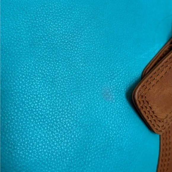 Aqua/Camel Leather Bag - NEW - Nappa Leather Handbag - Leather Purse - Picture 14 of 15
